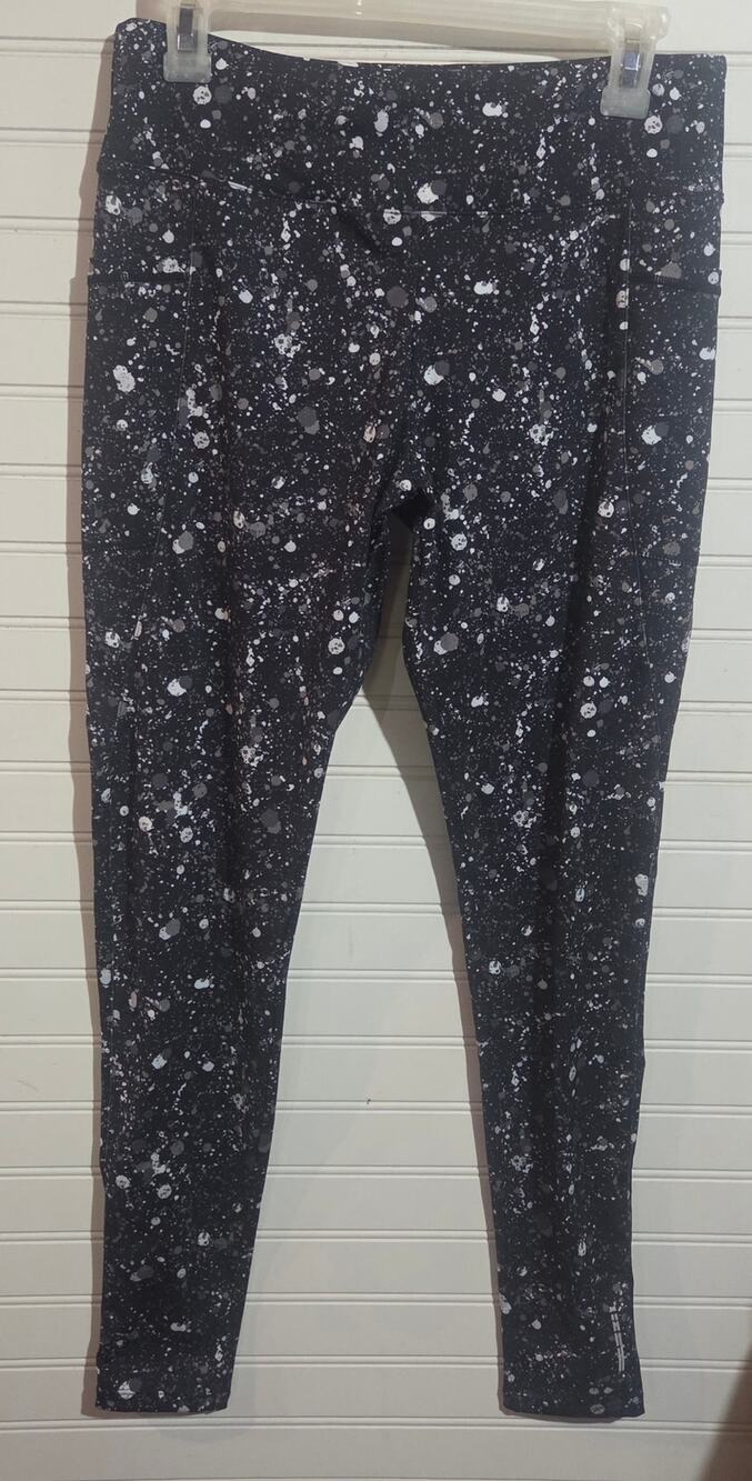 PBX PRO Black Paint Splatter High Waisted Leggings Large